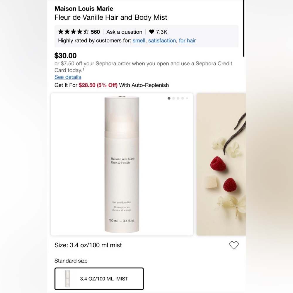 Maison Louis Marie Fleur de Vanille Hair & Body Mist  - Brand New, 3.4 oz